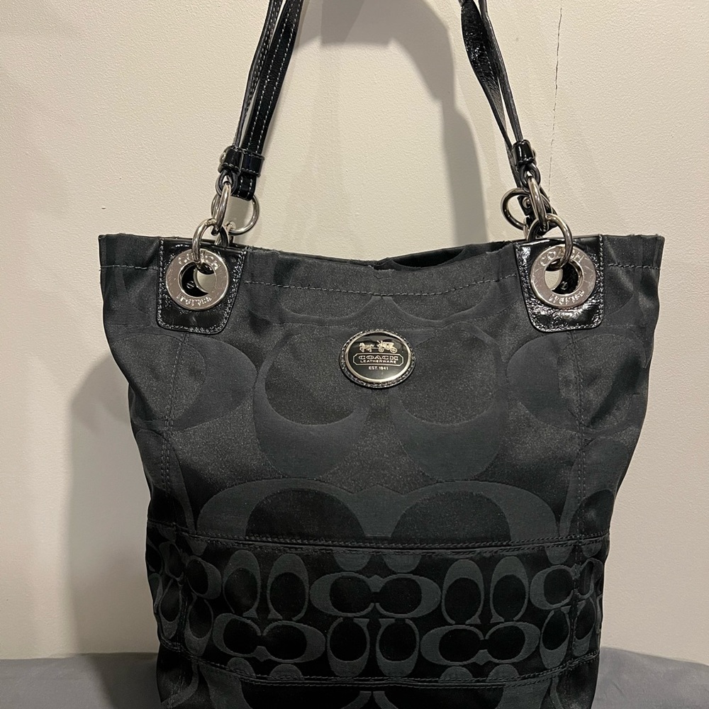 Coach Black Signature Tote Bag